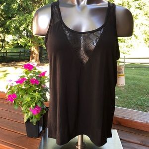 Flora Nikrooz black lace tank M NWT